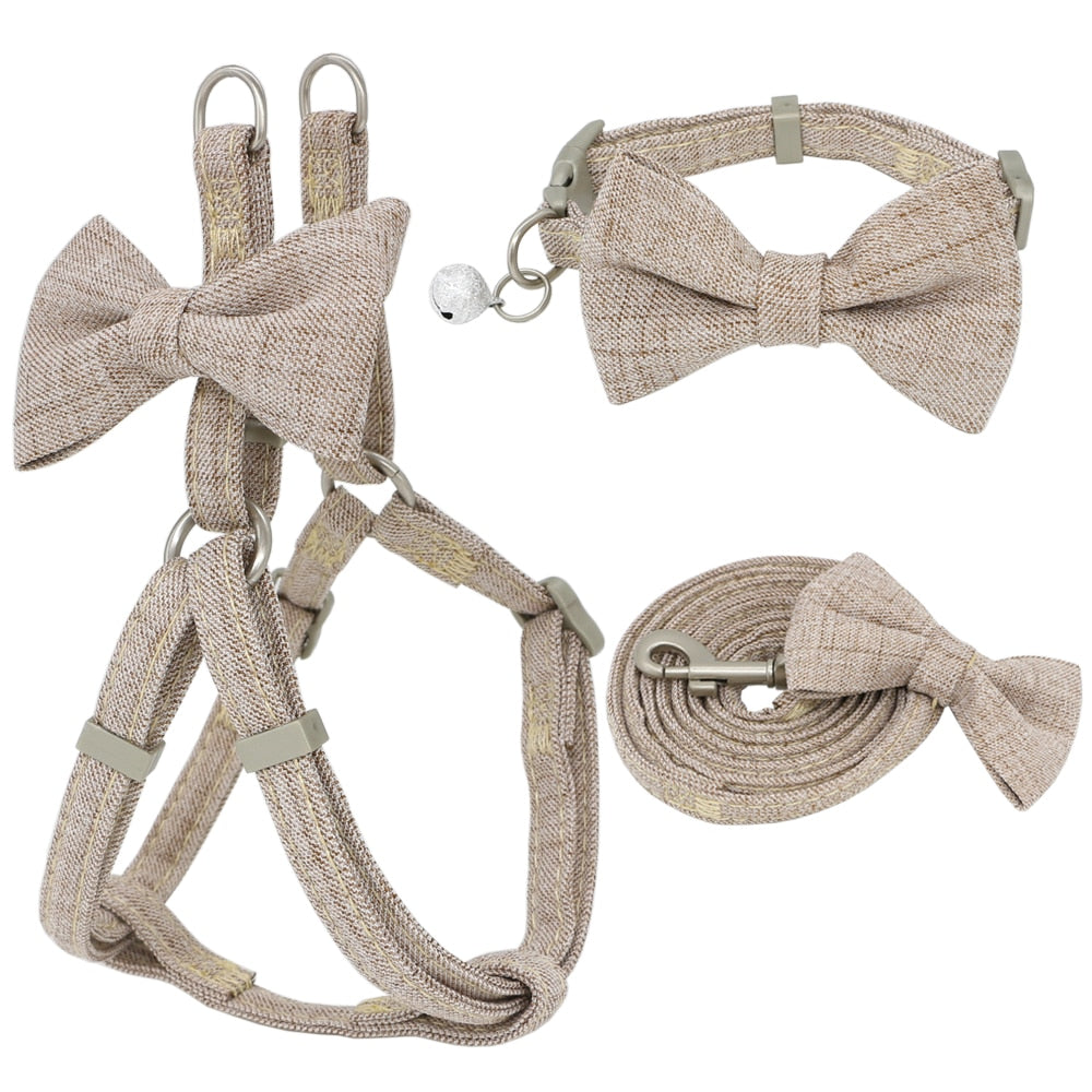 Cute Bow Harness, Leash and Collar Set
