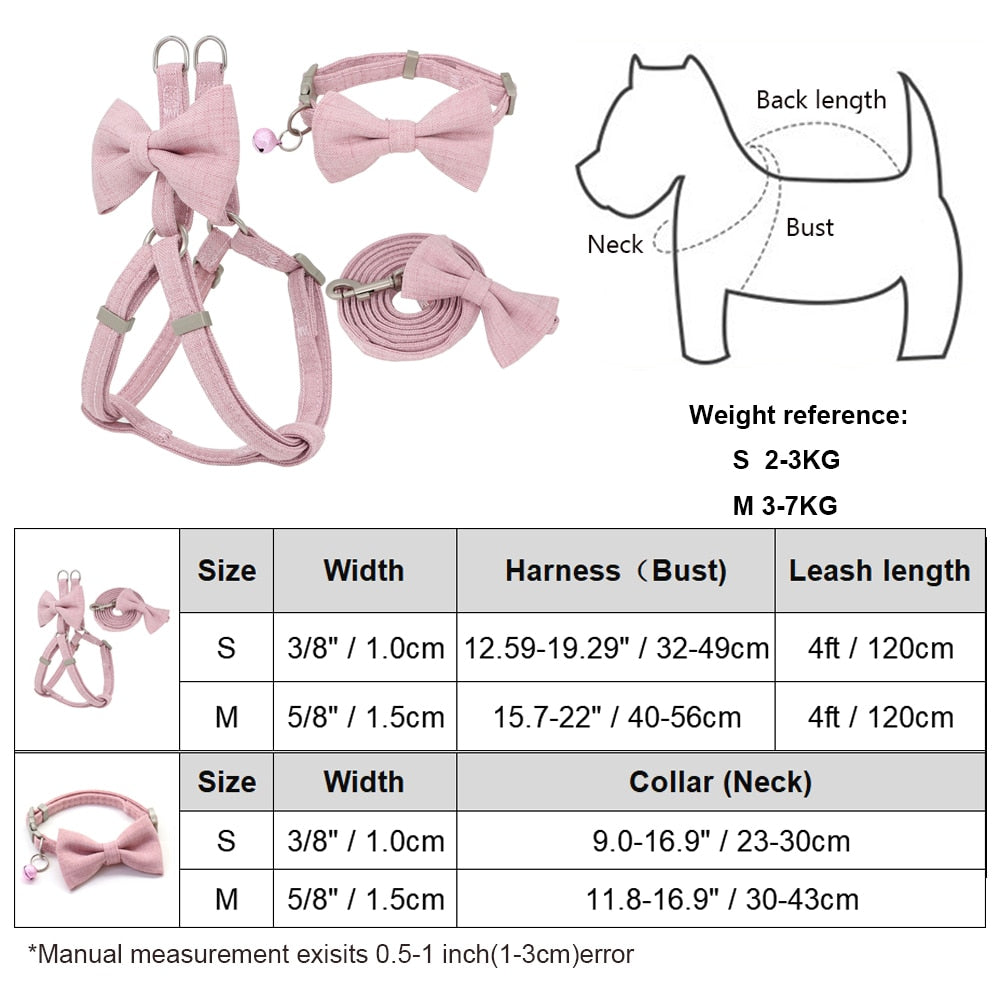 Cute Bow Harness, Leash and Collar Set
