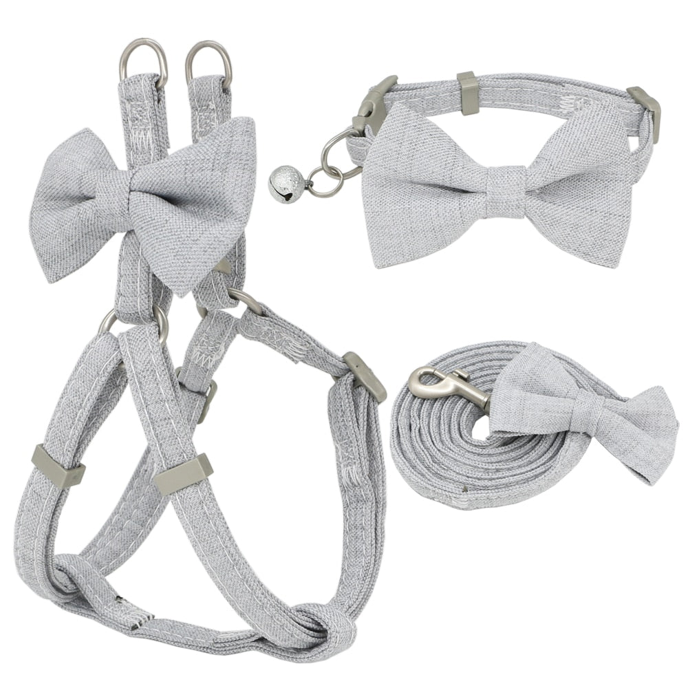 Cute Bow Harness, Leash and Collar Set
