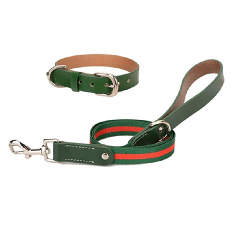 Luxury Leather Leash and Collar Set