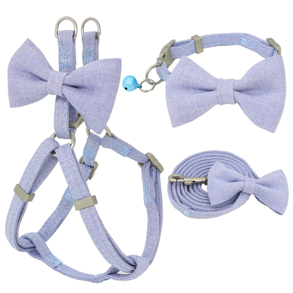 Cute Bow Harness, Leash and Collar Set