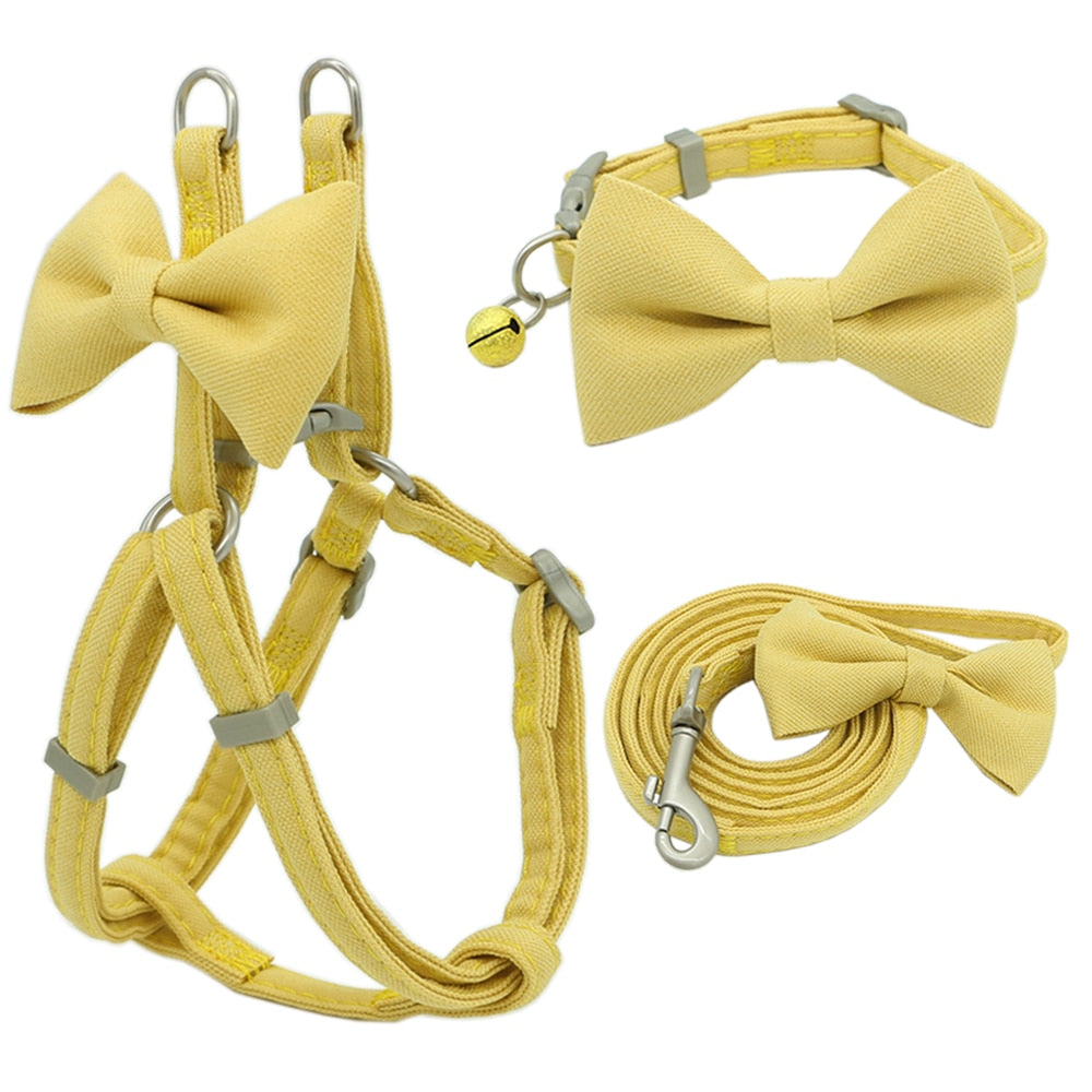 Cute Bow Harness, Leash and Collar Set